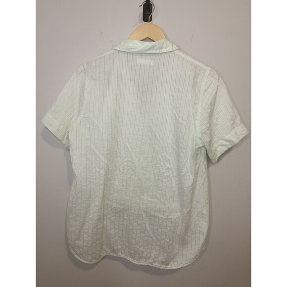Rag & Bone Kristine Collared Pinstripe Top, Size Small Very Faint Green - Picture 6 of 6